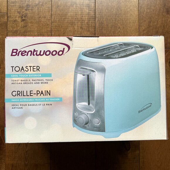 BRENTWOOD Appliances Cool Touch 2-Slice Extra Wide Slot Retro Toaster, Blue - Picture 4 of 6